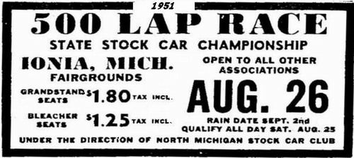 Ionia Fairgrounds - Ionia 500 1951 From Jerry